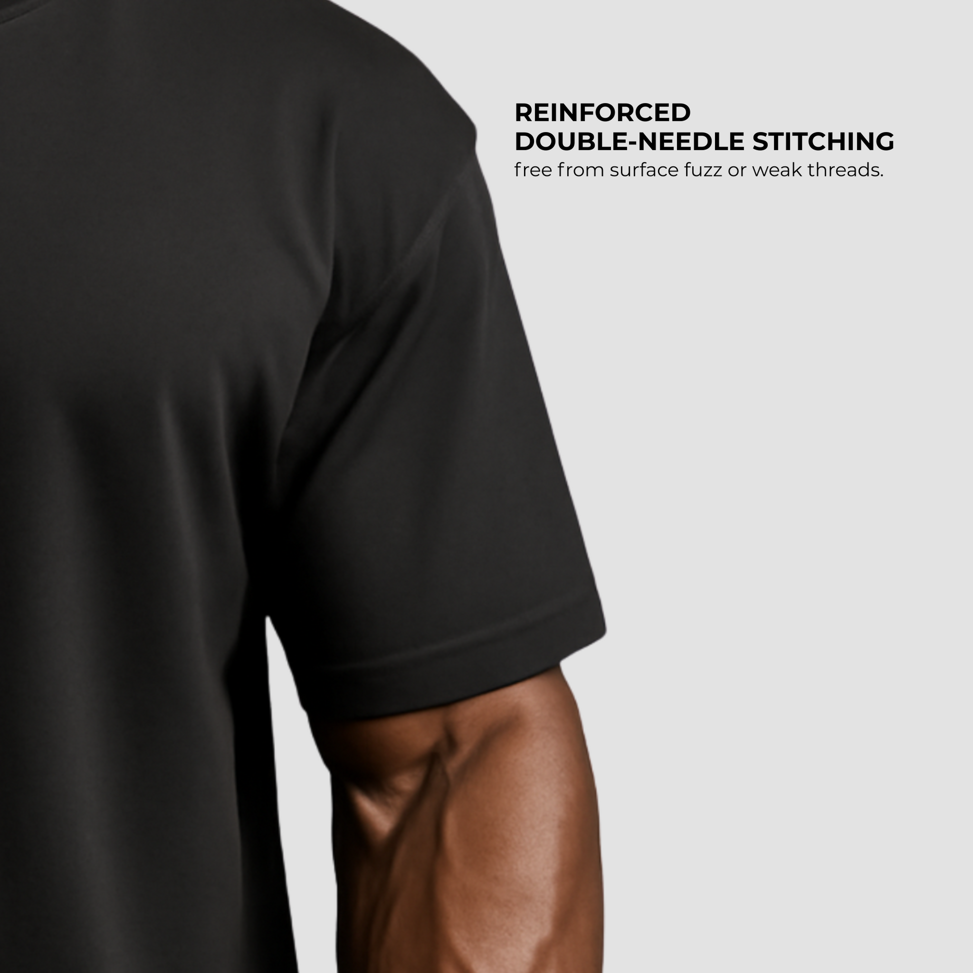 Oversized men’s black cotton gym t-shirt, lightweight breathable fabric with reinforced double stitching India