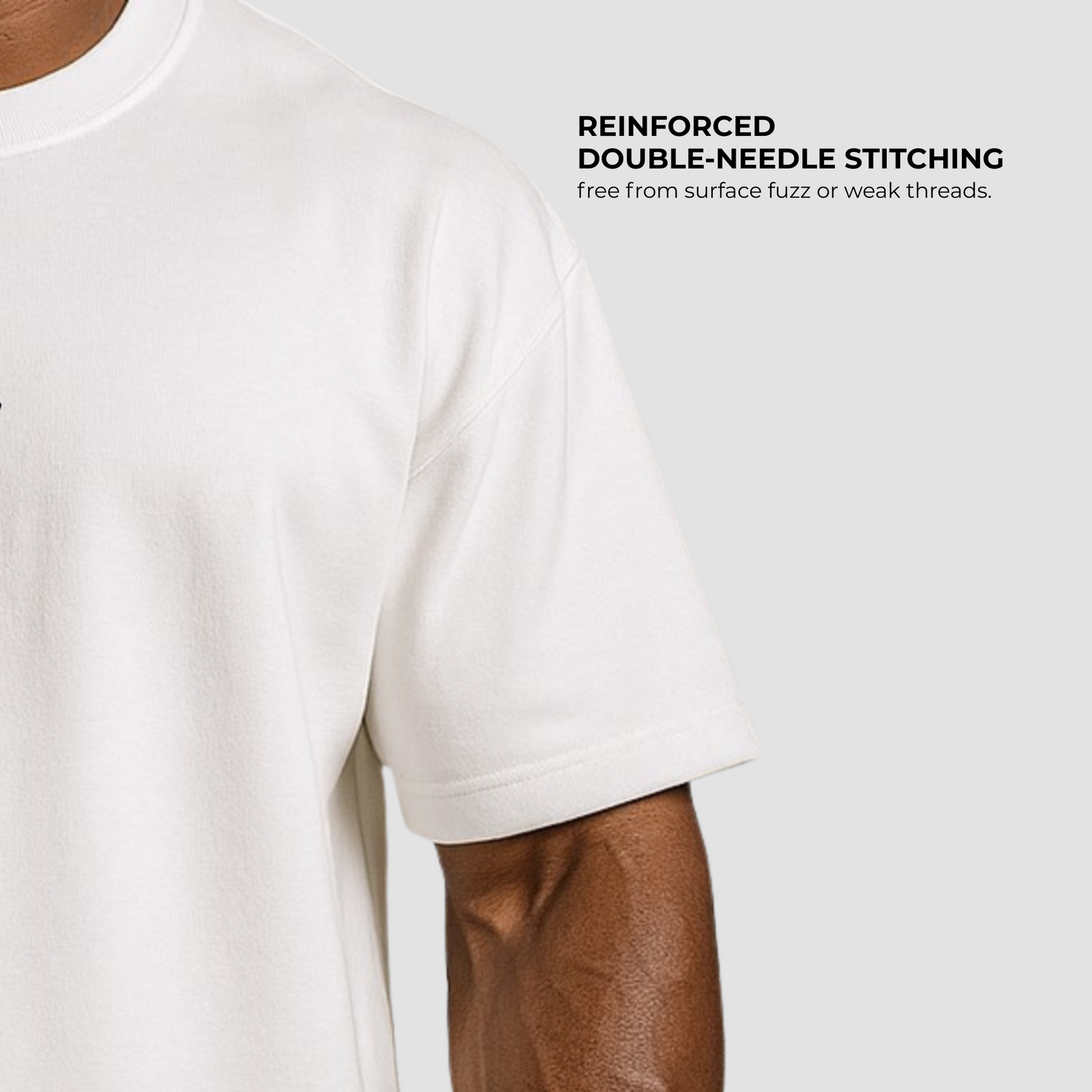 Men’s oversized white cotton gym t-shirt with chest logo, breathable, wrinkle-free design
