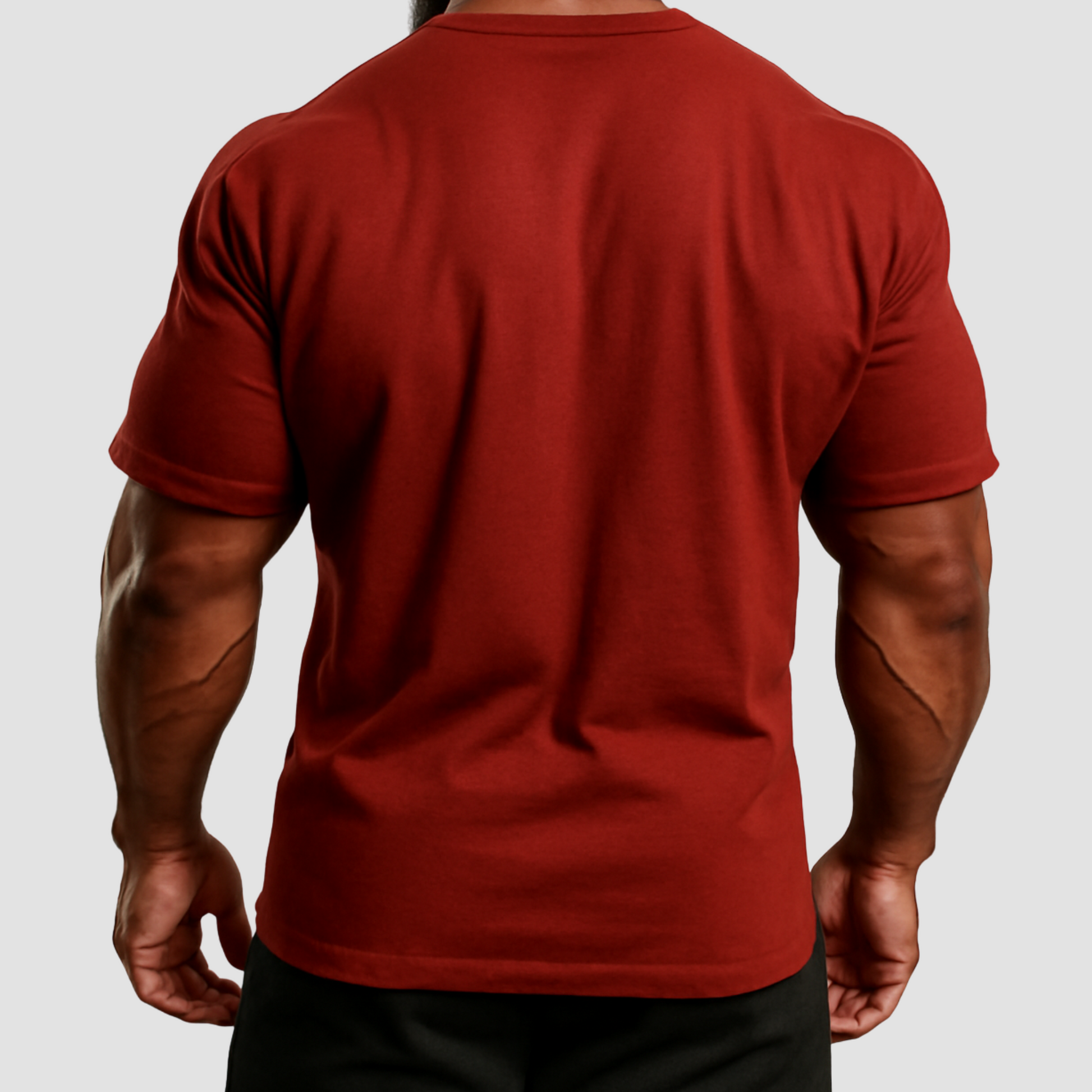 Oversized men’s maroon gym t-shirt India, 100% cotton French terry with durable stitched back panel.